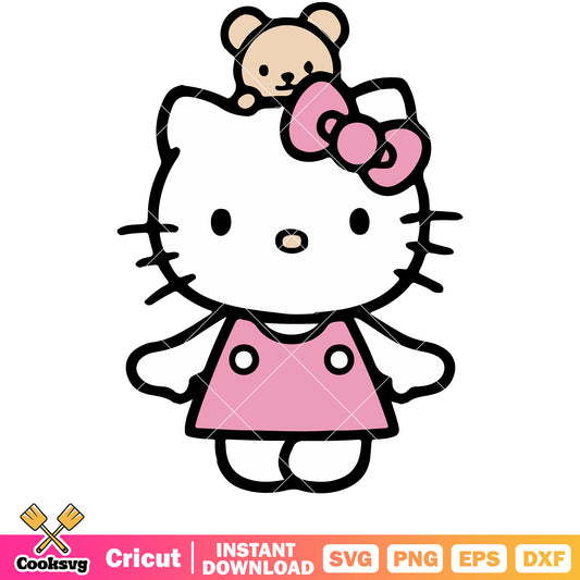 Hello kitty and teddy bear svg, hello kitty svg, sanrio cartoon svg
