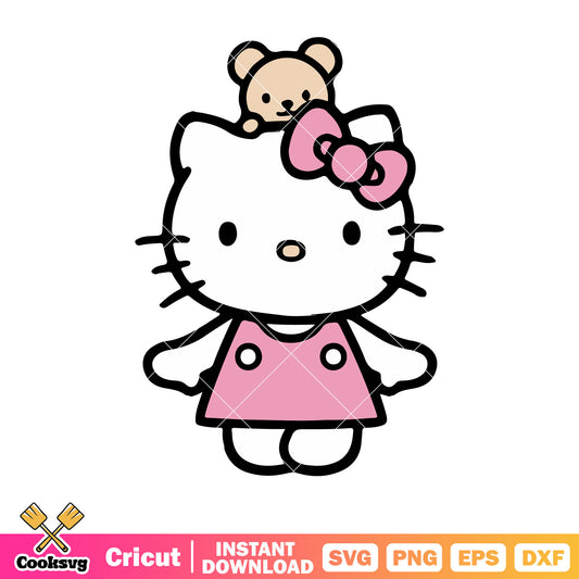 Hello kitty and teddy svg, hello kitty cat svg, sanrio cartoon svg