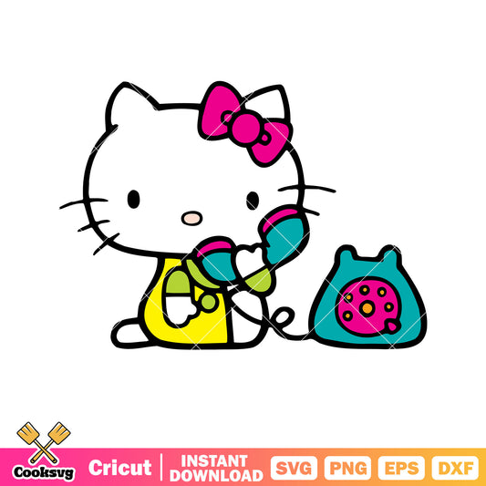 Hello kitty and telephone svg, hello kitty telephone​ svg