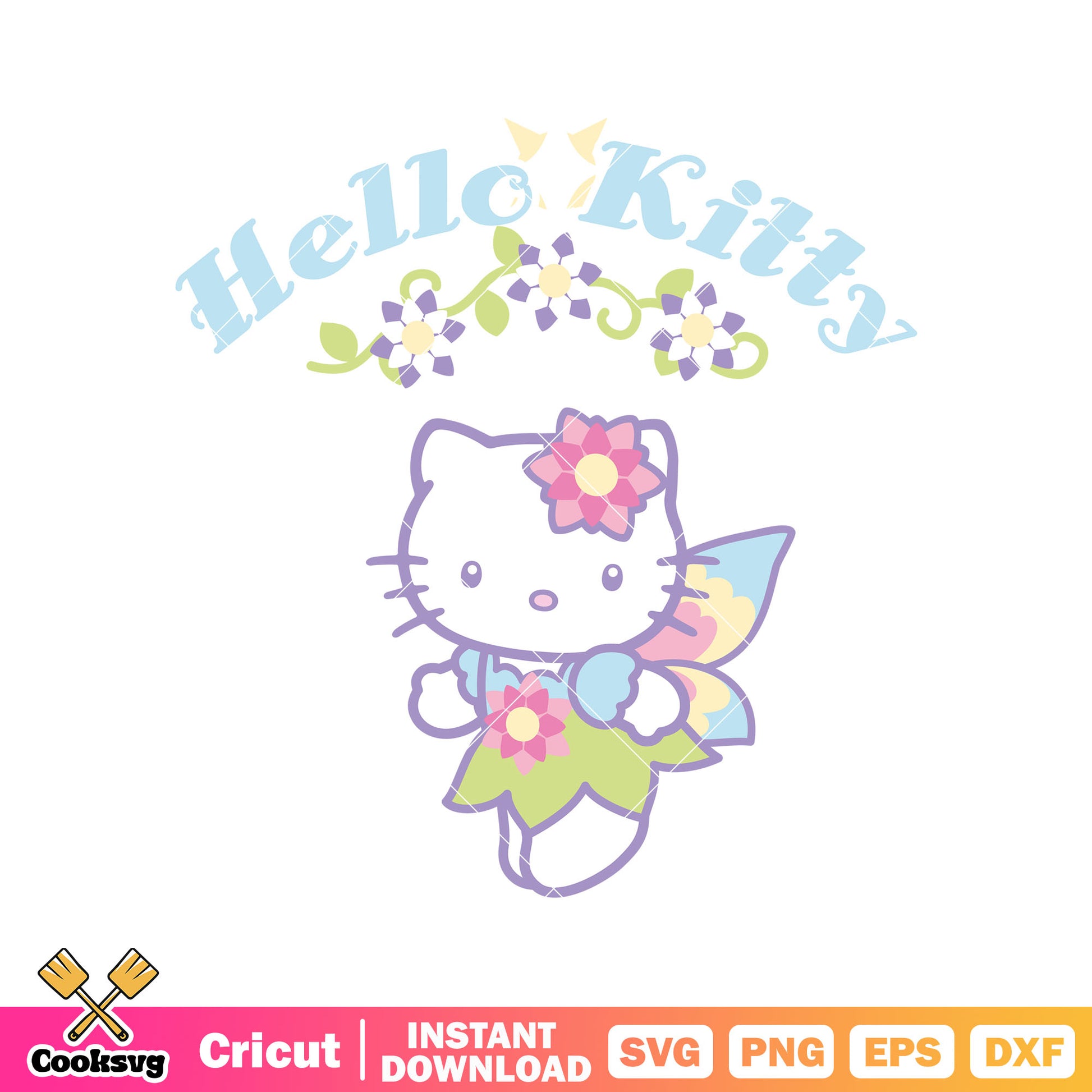 Hello kitty angel cartoon svg file, hello kitty show svg