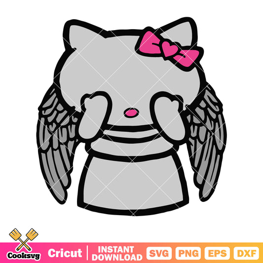 Hello kitty angel statue svg, hello kitty cartoon svg, kitty cat svg