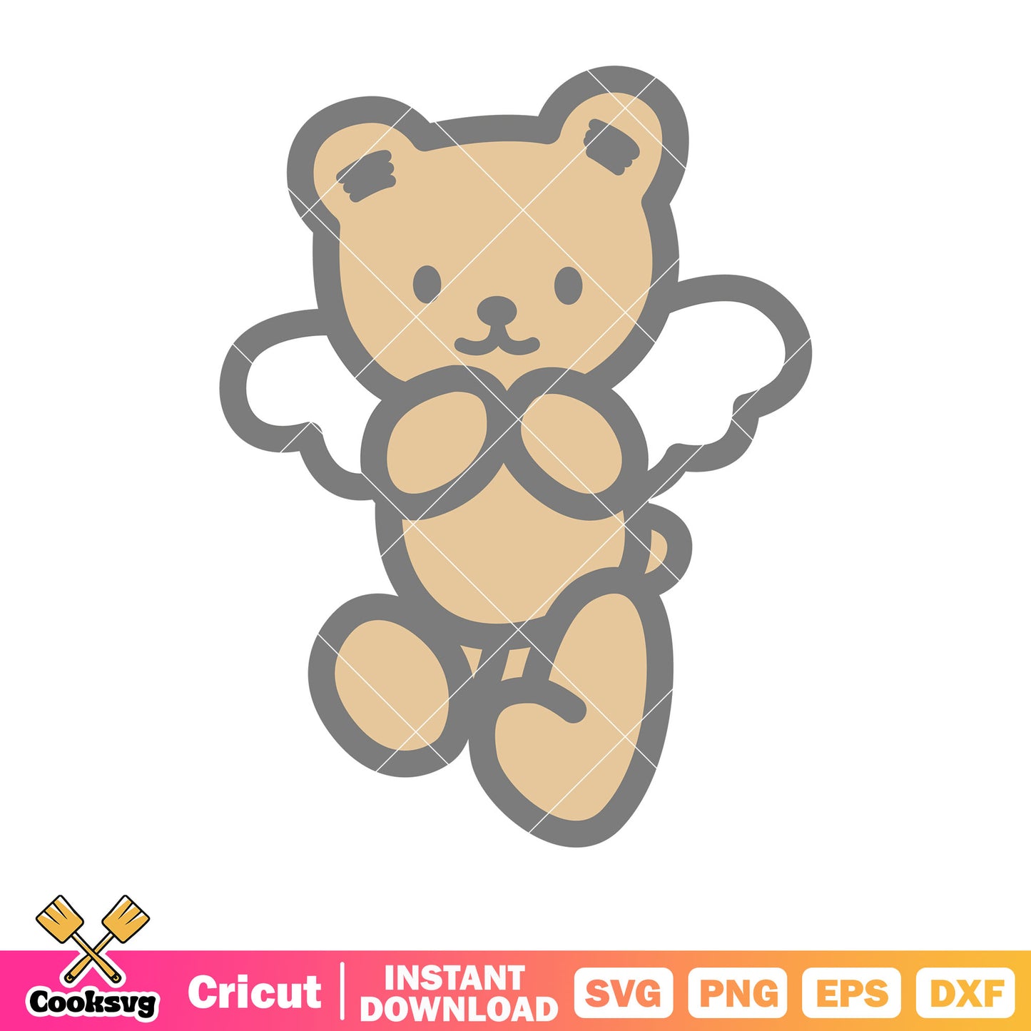 Hello kitty angel teddy bear svg design, hello kitty care bear svg