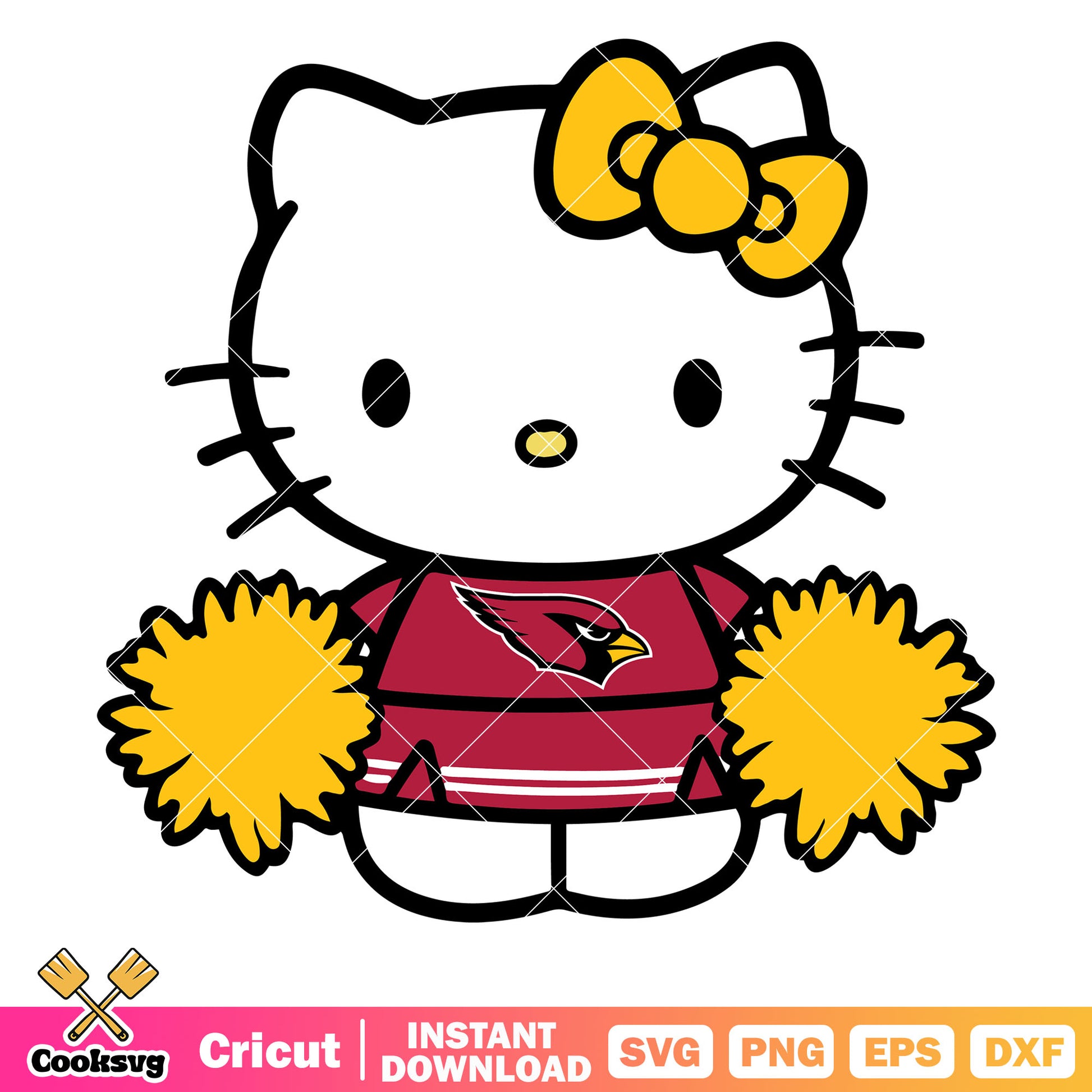 Hello kitty arizona cardinals cheerleader svg, arizona cardinals​ svg