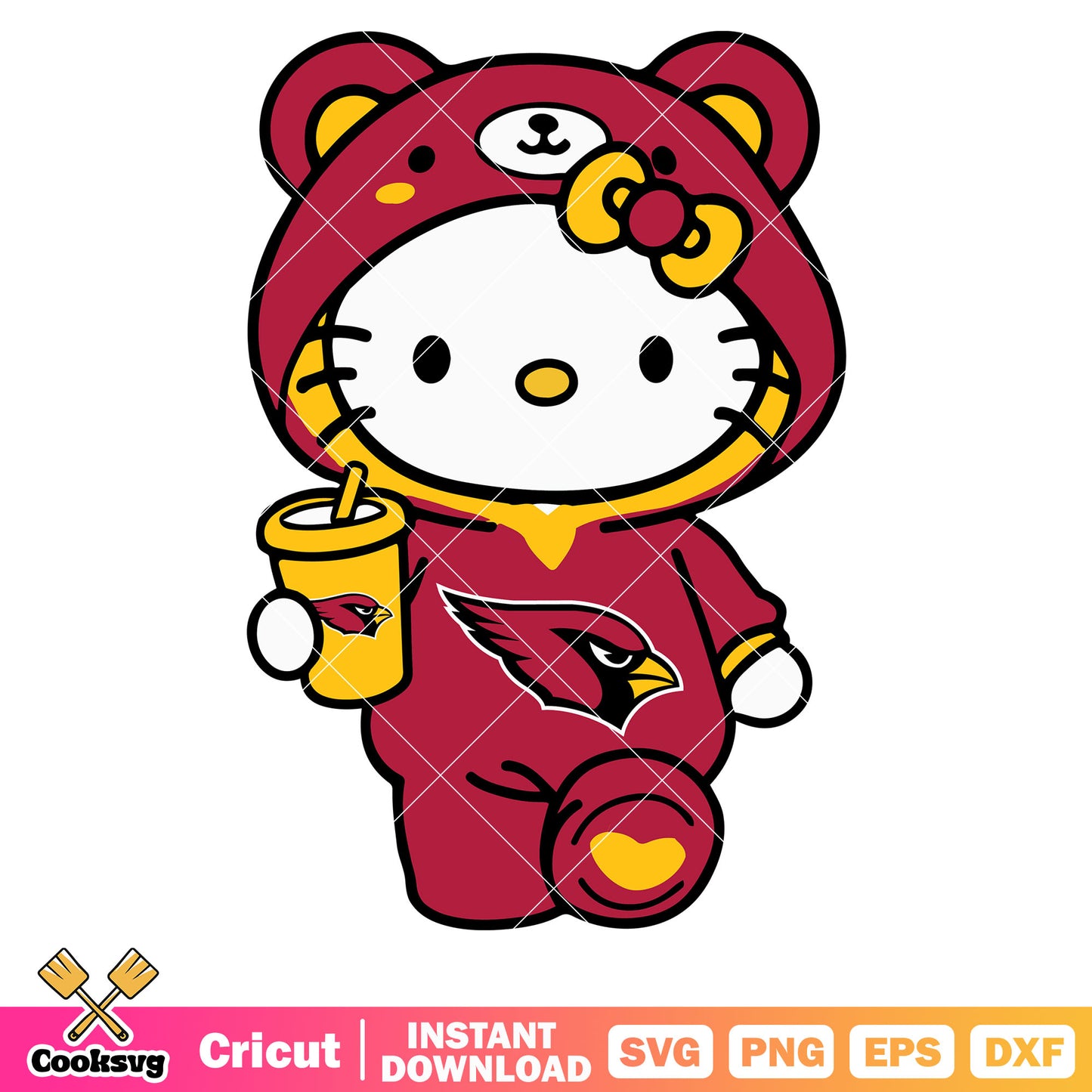 Hello kitty arizona cardinals costume svg, arizona cardinals nfl​ svg