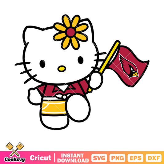 Hello kitty arizona cardinals flag svg, arizona cardinals nfl​ svg