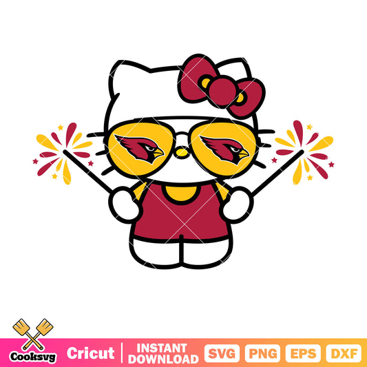 Hello kitty arizona cardinals sunglasses svg file, arizona cardinals​ svg