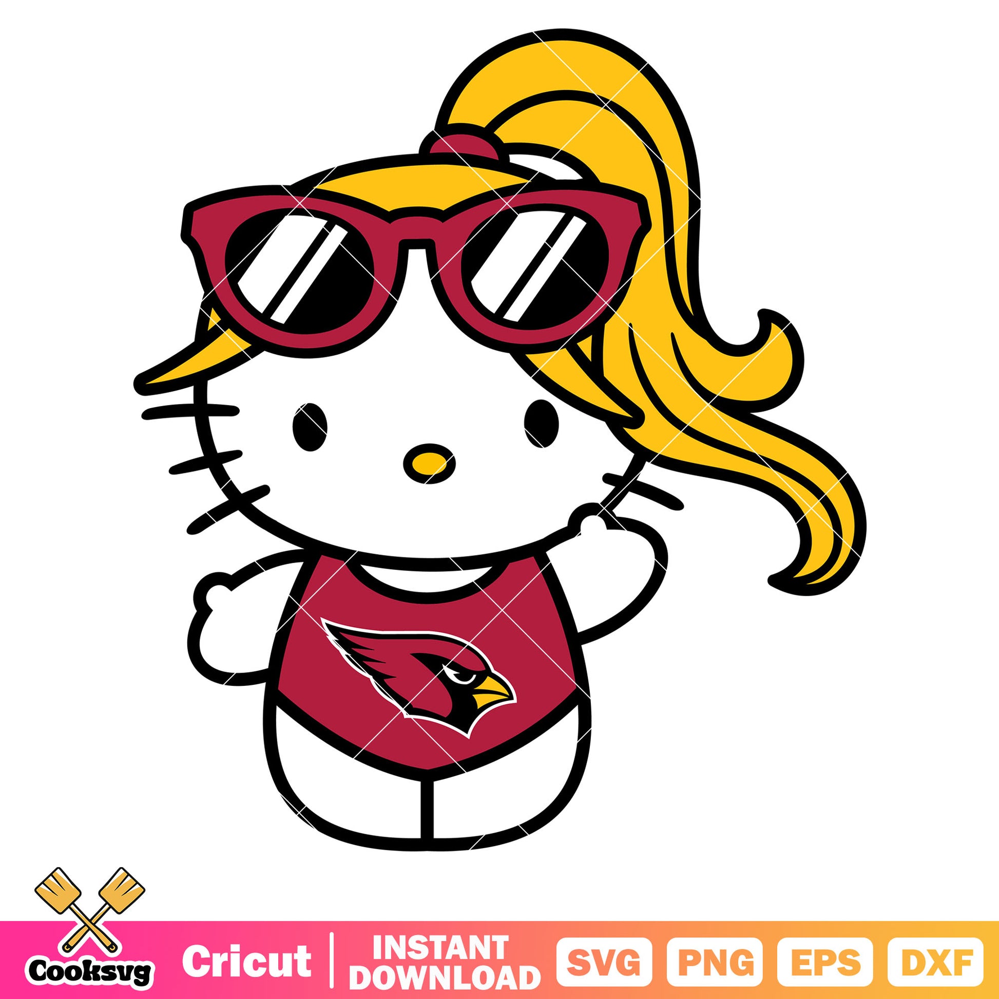 Hello kitty arizona cardinals swimwear svg, arizona cardinals​ svg