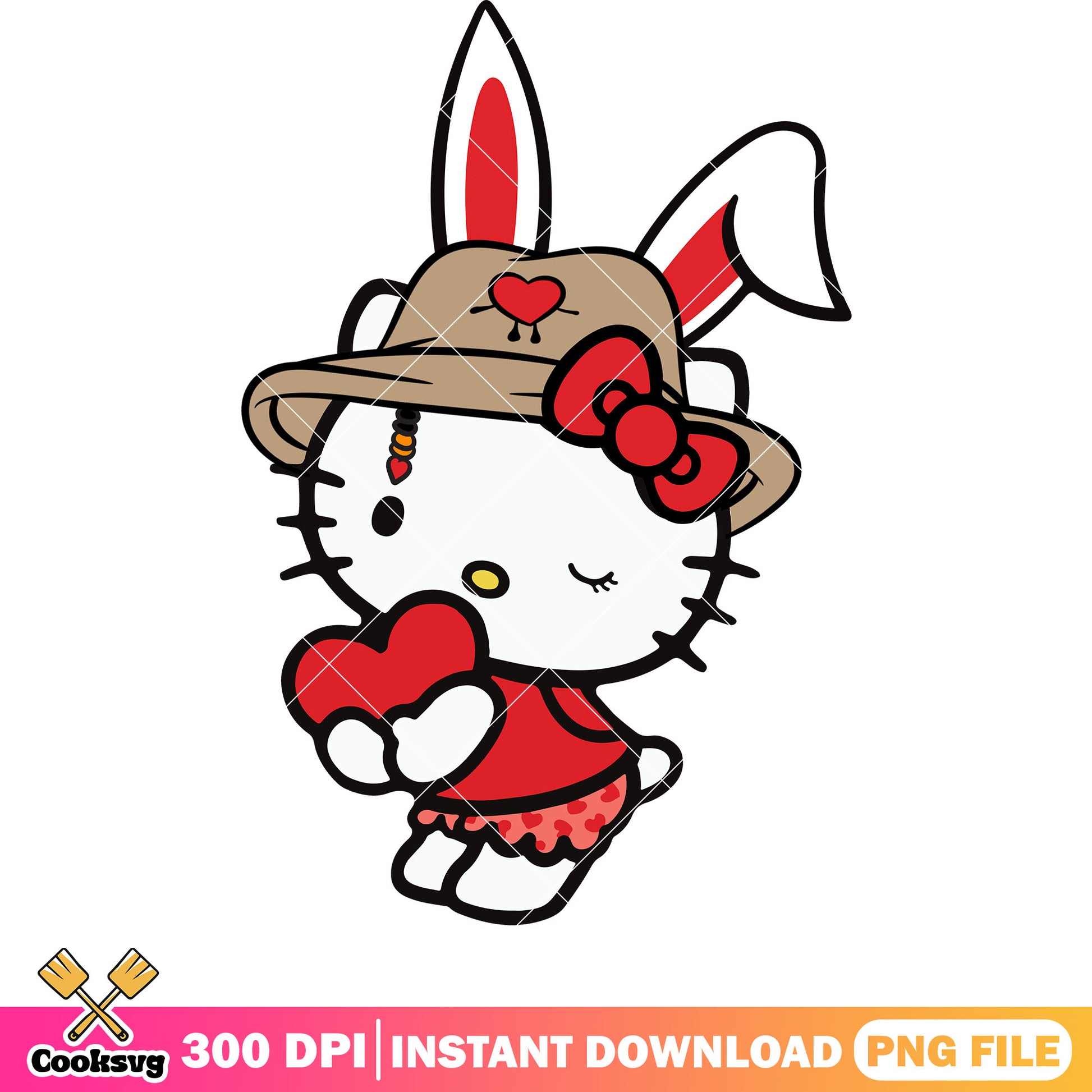 Hello kitty bad bunny valentine png file, hello kitty valentine png