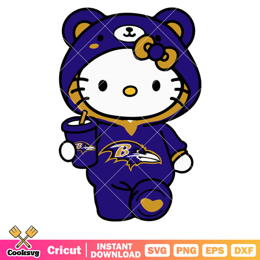 Hello kitty baltimore ravens costume svg, baltimore ravens svg