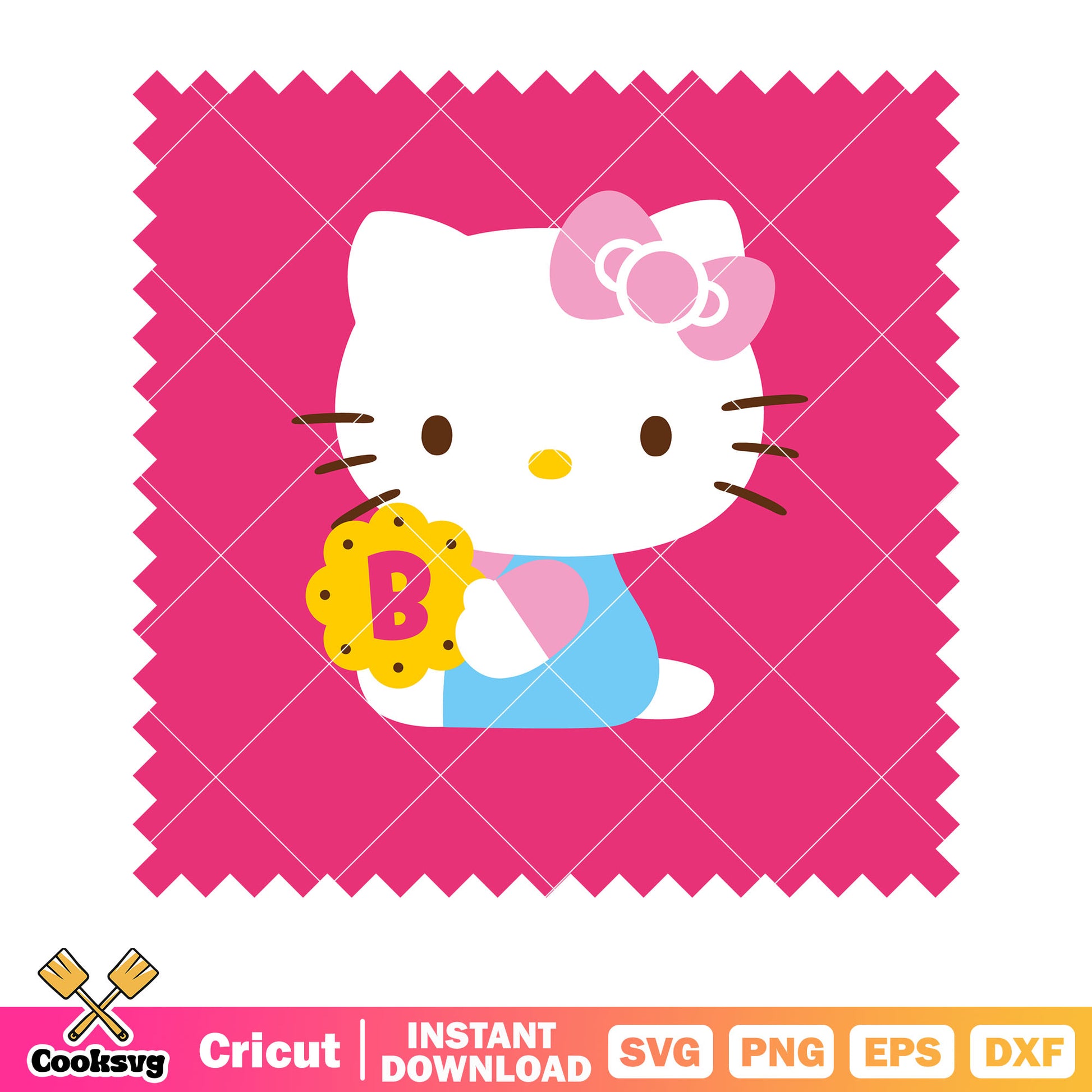 Hello kitty b cookie stamp svg, hello kitty stamps​ svg