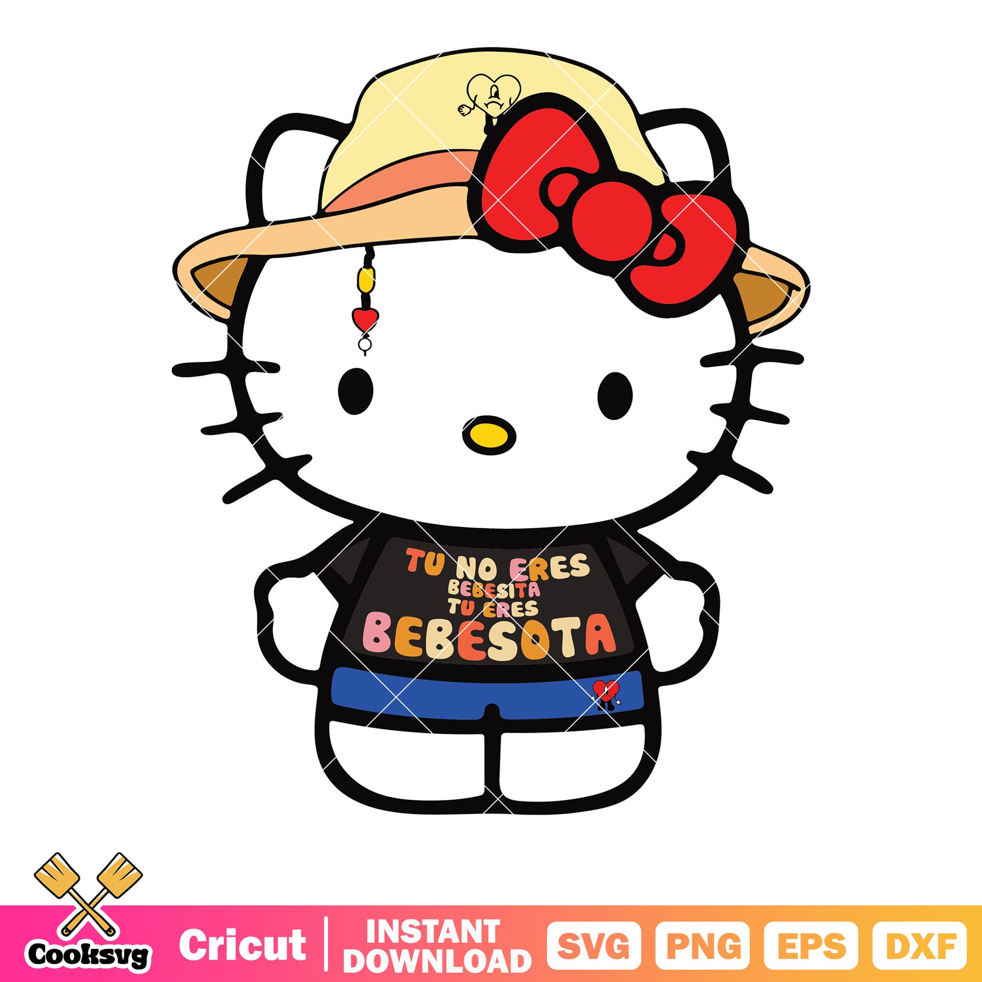 Hello kitty bebesota bad bunny svg, bad bunny hello kitty​ svg