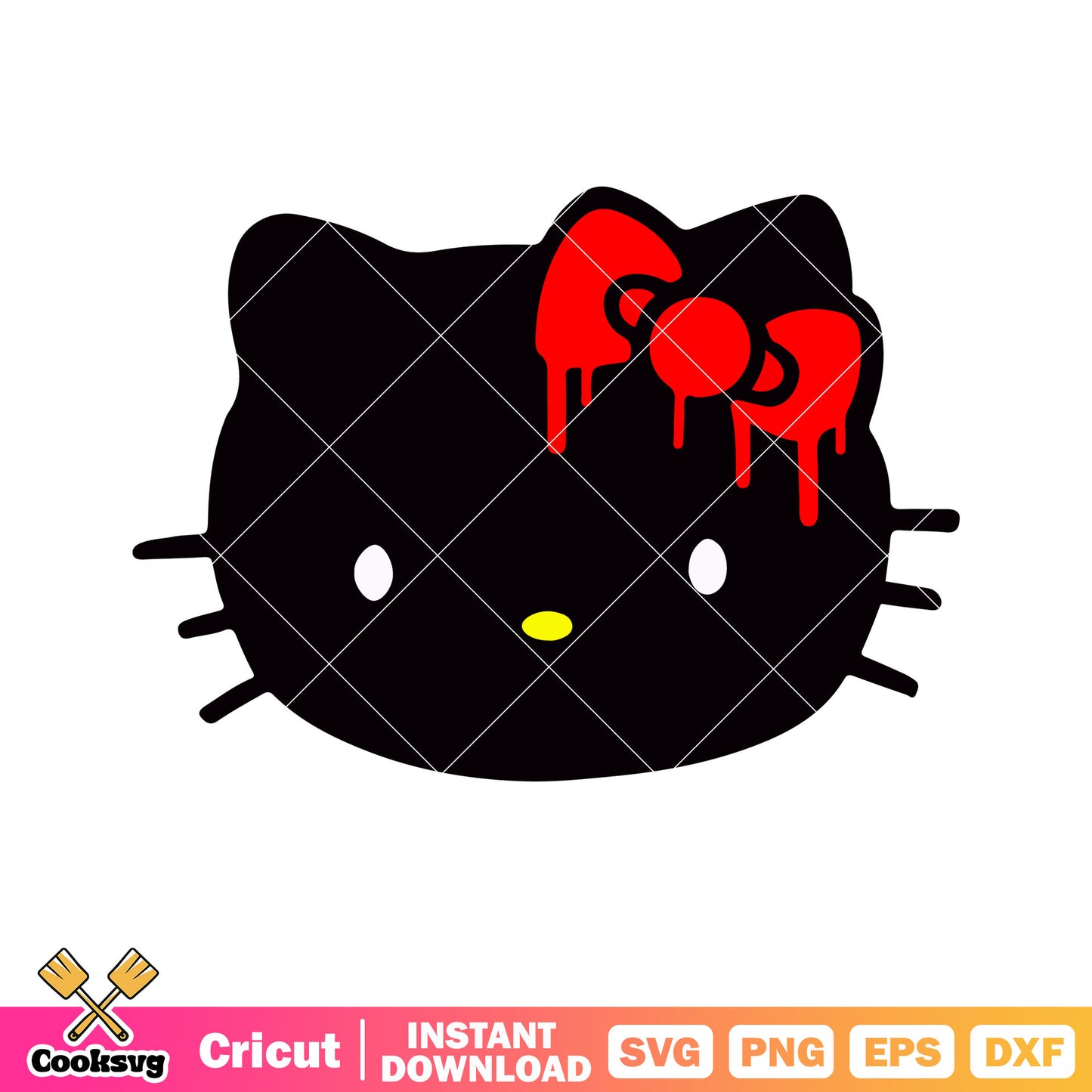 Hello kitty black head svg, hello kitty head svg, sanrio cartoon svg