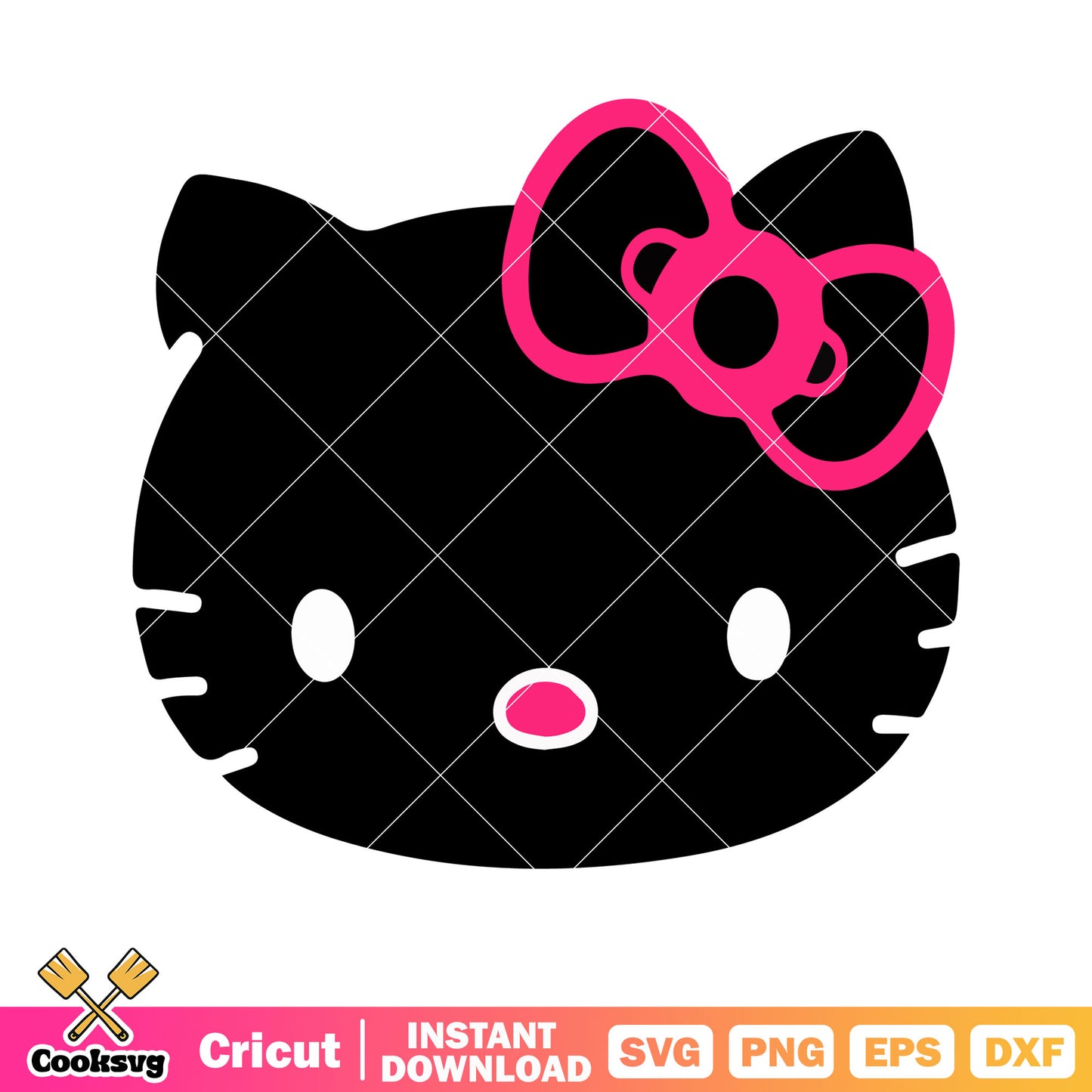 Hello kitty black head svg file, hello kitty head svg, sanrio cartoon svg