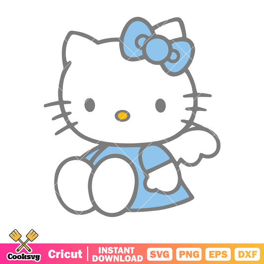 Hello kitty blue angel cartoon svg, hello kitty blue angel​ svg