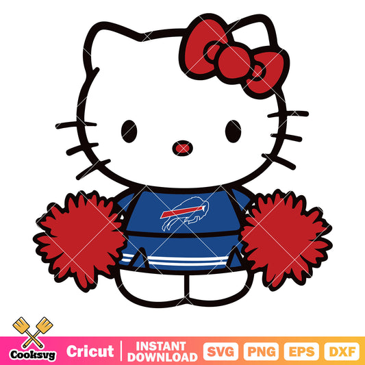 Hello kitty buffalo bills cheerleader svg, buffalo bills nfl svg