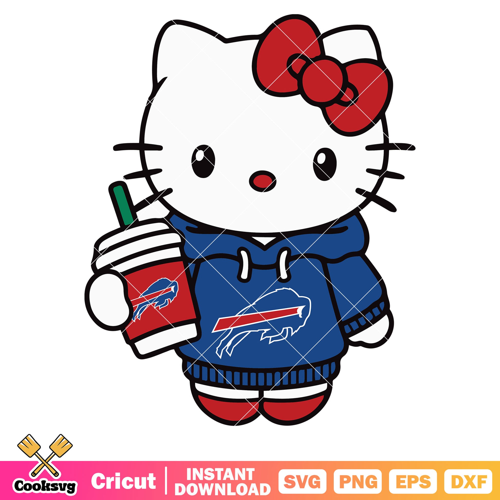 Hello kitty buffalo bills coffee svg, buffalo bills nfl svg