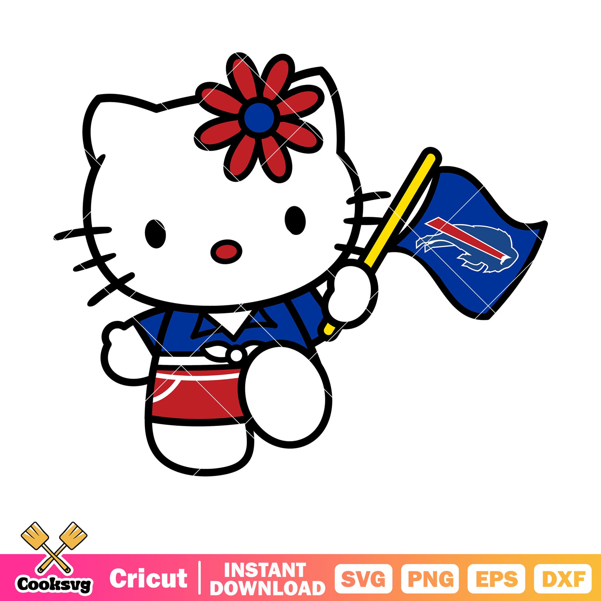 Hello kitty buffalo bills flag svg, buffalo bills flag svg