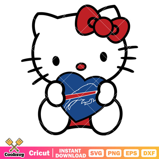 Hello kitty buffalo bills heart svg, buffalo bills nfl svg