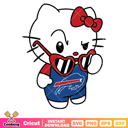 Hello kitty buffalo bills sunglasses svg, buffalo bills nfl svg