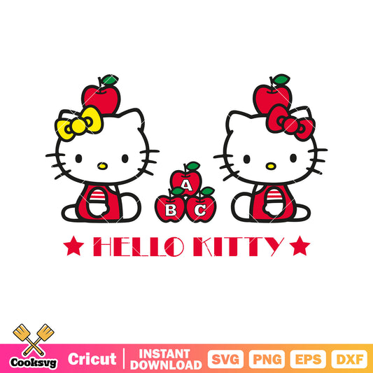 Hello kitty bunny and apple red svg, hello kitty sanrio svg