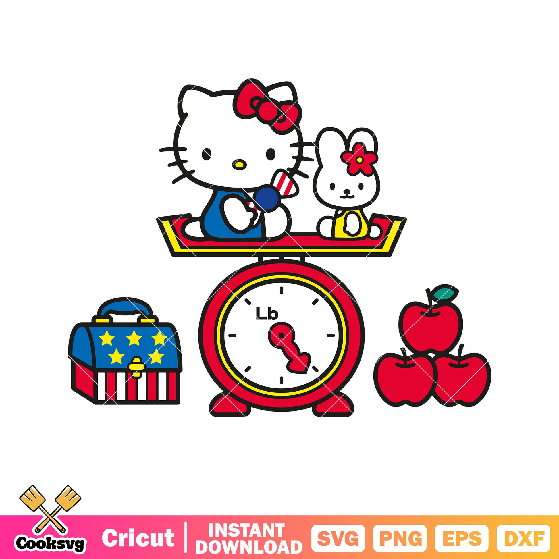 Hello kitty bunny and apple svg, hello kitty sanrio svg