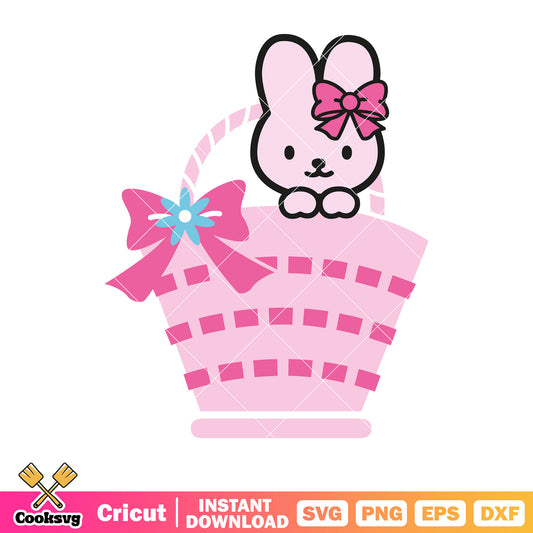 Hello kitty bunny and basket svg, hello kitty bunny svg