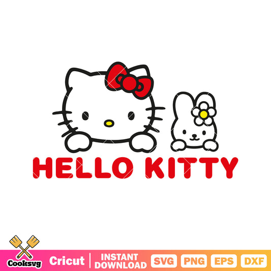 Hello kitty bunny head svg cartoon, hello kitty red svg, kitty cat svg