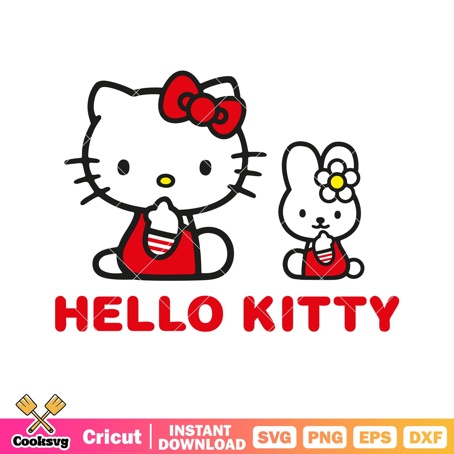 Hello kitty bunny svg cartoon, hello kitty red svg, kitty cat svg