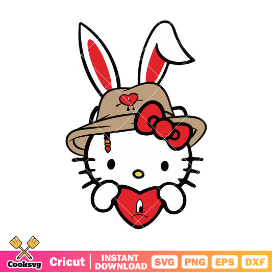 Hello kitty bunny valentine svg, hello kitty valentines​ svg
