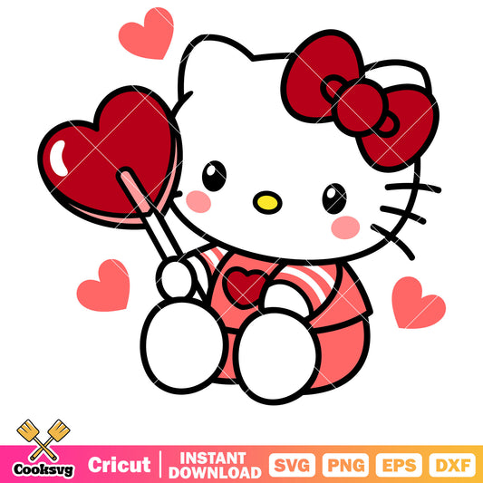 Hello kitty candy heart svg, hello kitty valentines​ svg
