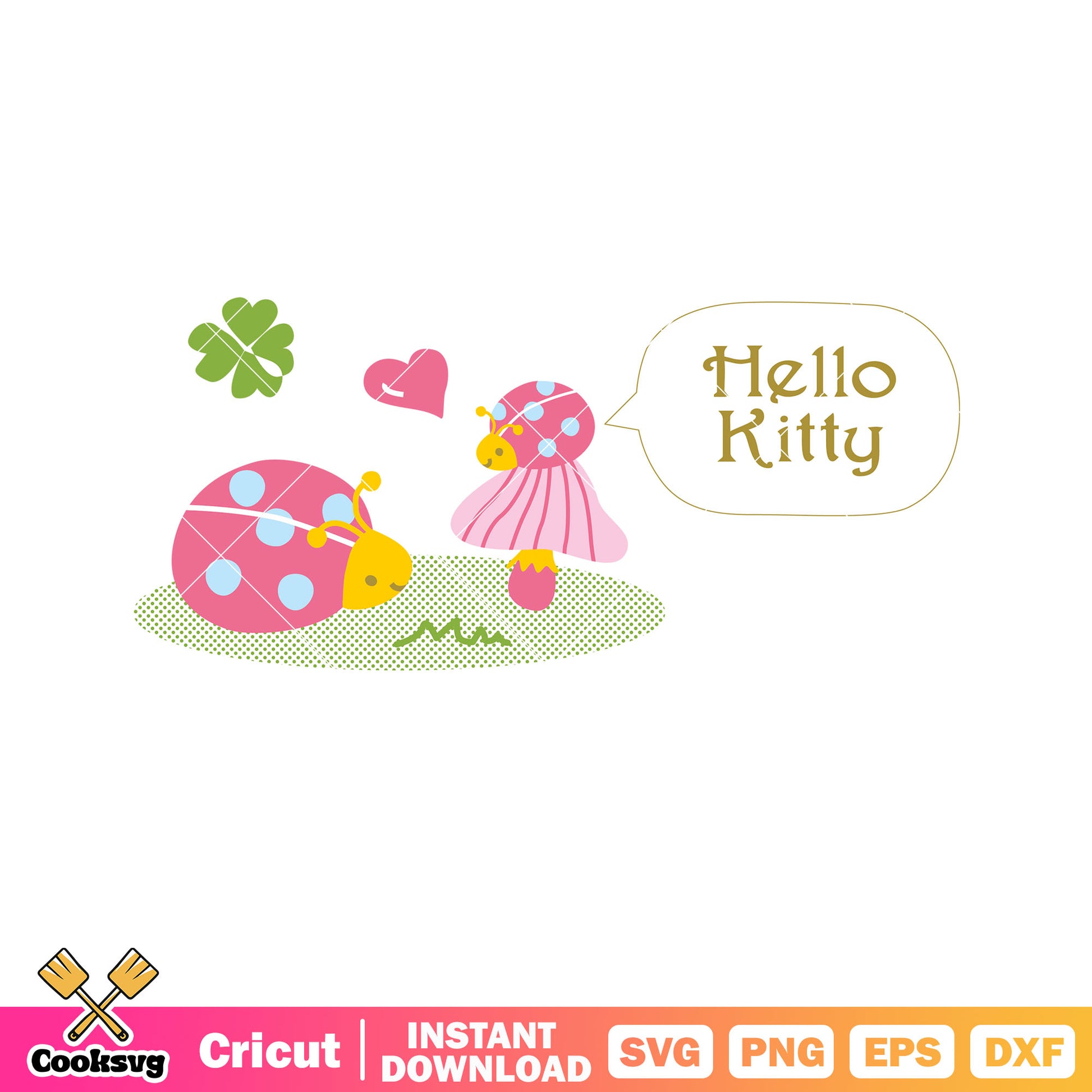 Hello kitty cartoon and bug svg, hello kitty love bug​ svg