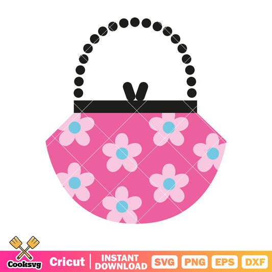 Hello kitty cartoon bag flower svg, pink hello kitty svg