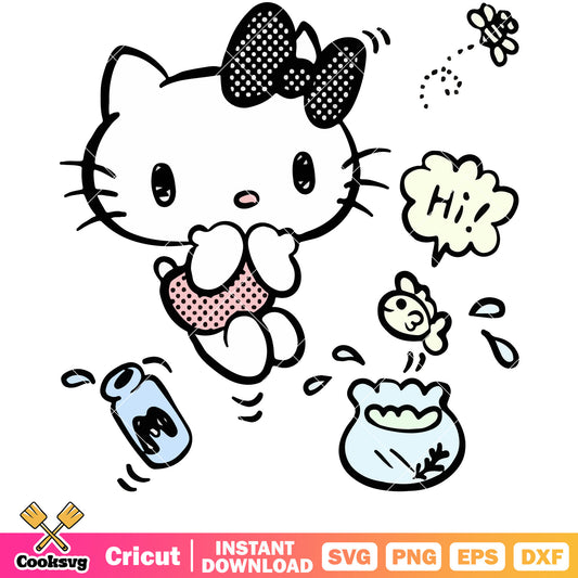 Hello kitty cartoon cute design svg, cute sanrio hello kitty svg