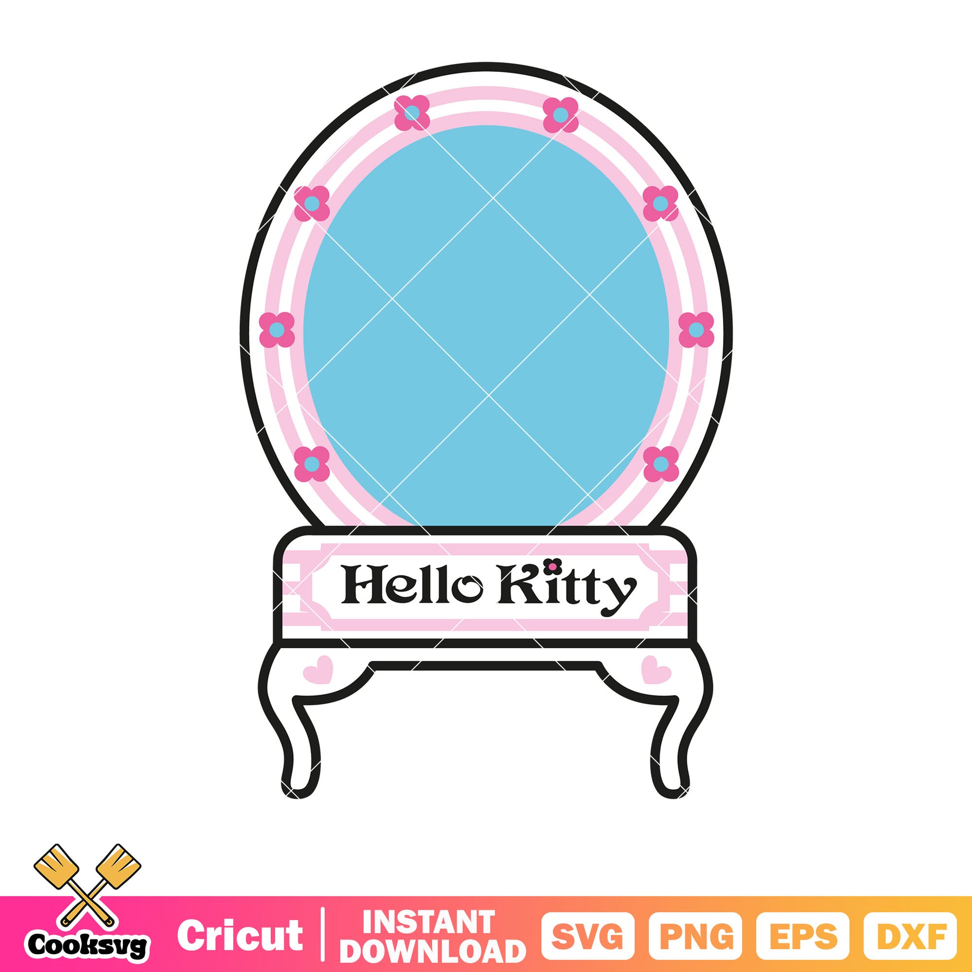 Hello kitty cartoon mirror svg file, hello kitty mirror svg