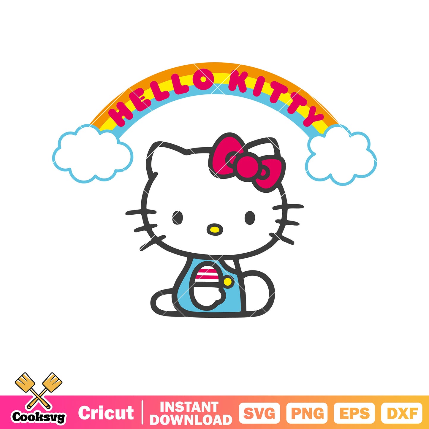 Hello kitty cartoon rainbow name svg, hello kitty rainbow​ svg