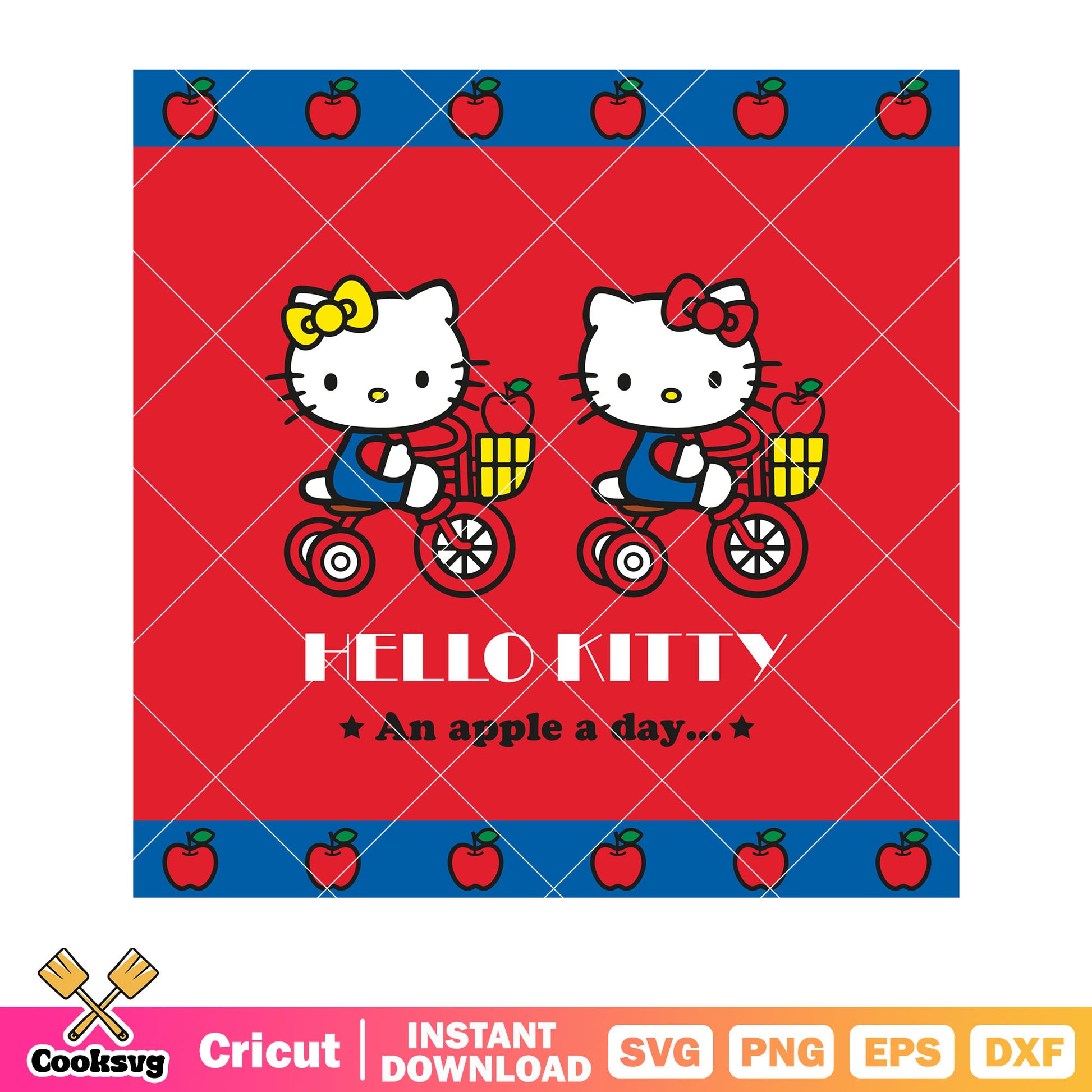 Hello kitty cat an apple a day svg, hello kitty apple​ svg