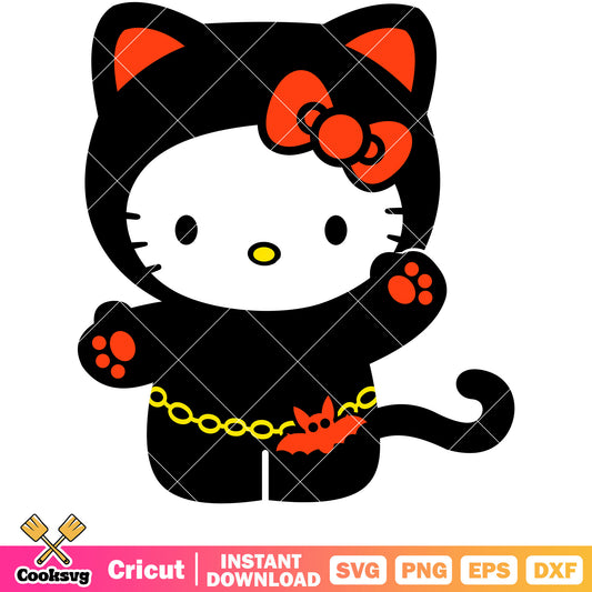 Hello kitty cat black svg, sanrio cartoon svg, Hello kitty character svg