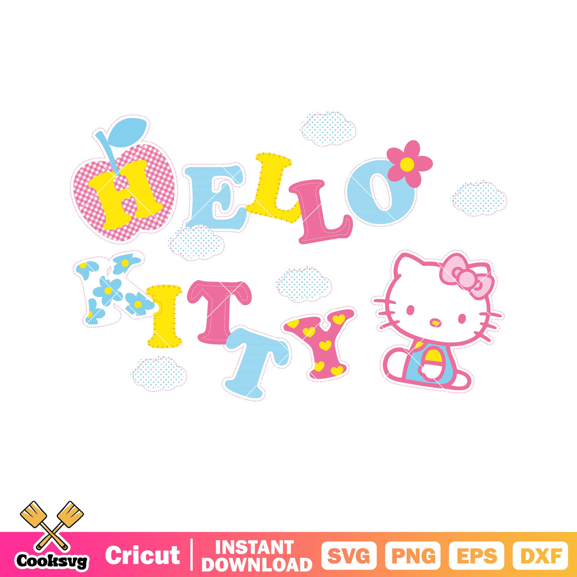 Hello kitty cat cartoon design svg, hello kitty name svg