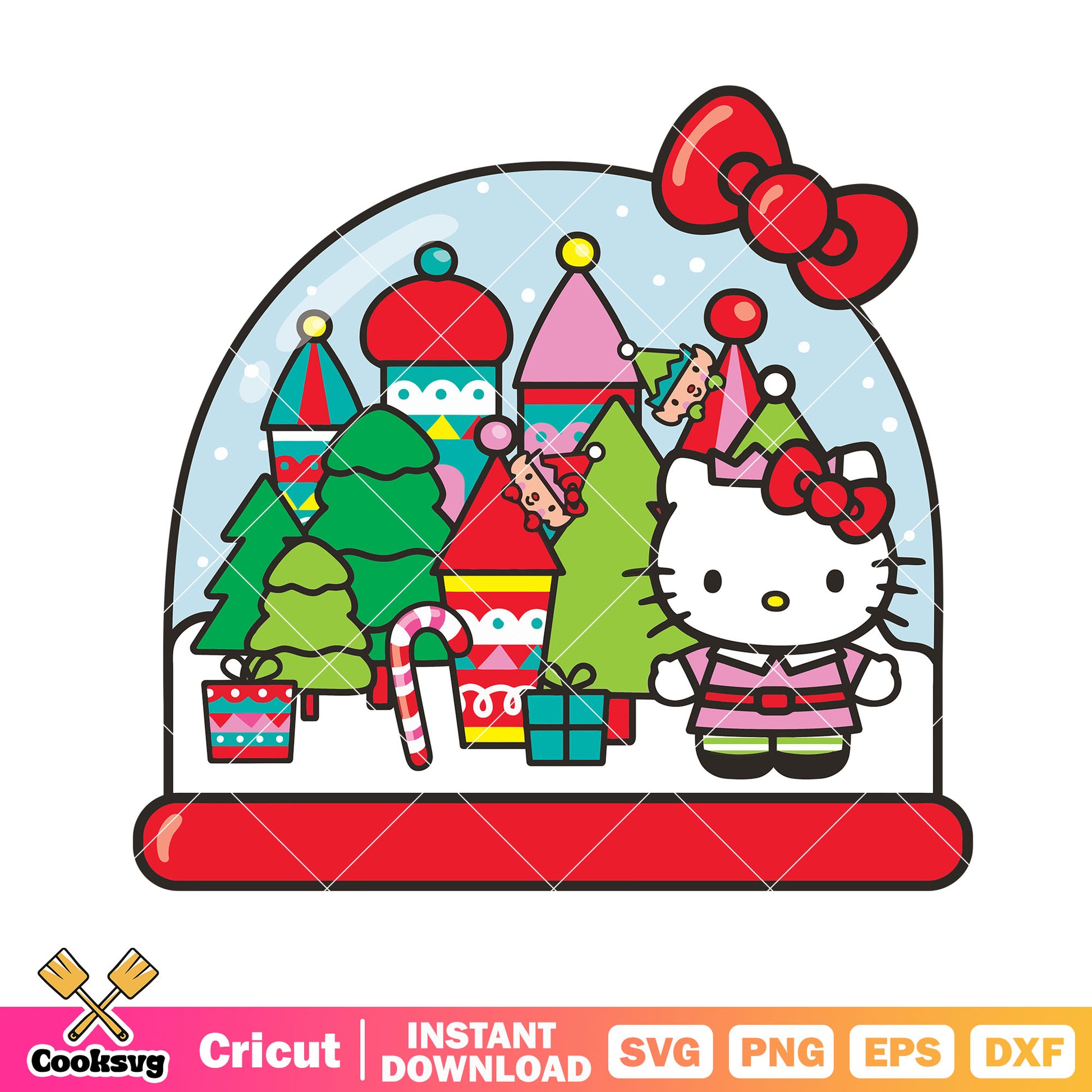 Hello kitty cat christmas presents svg, hello kitty gifts​ svg