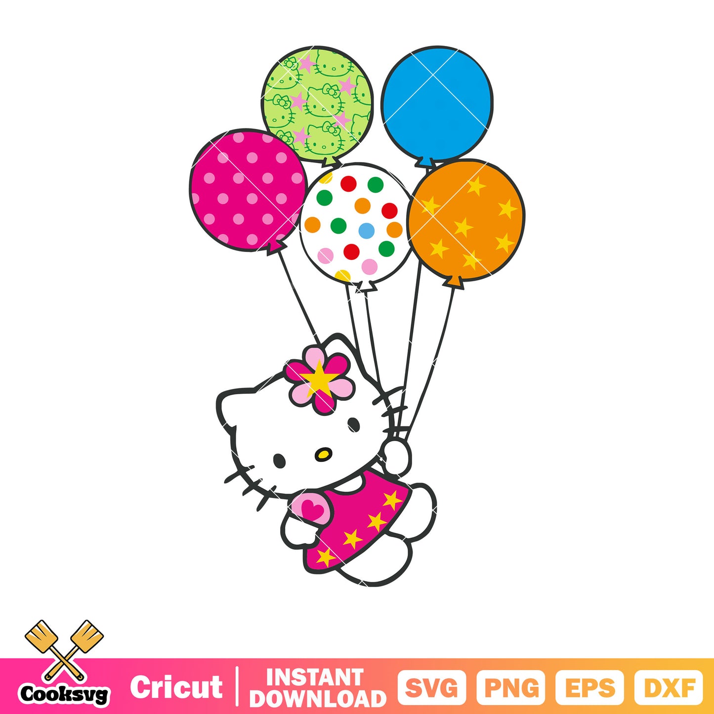 Hello kitty cat color balloon svg, hello kitty balloons svg