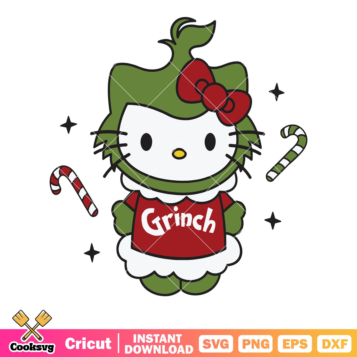 Hello kitty cat grinch costume svg, hello kitty grinch svg