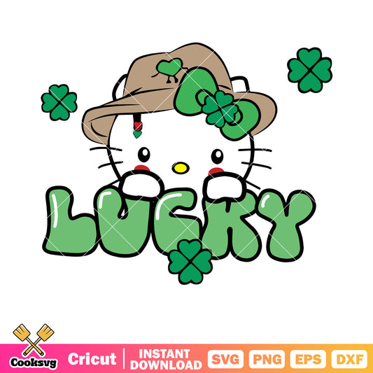 Hello kitty cat lucky svg, hello kitty st patrick's​ svg