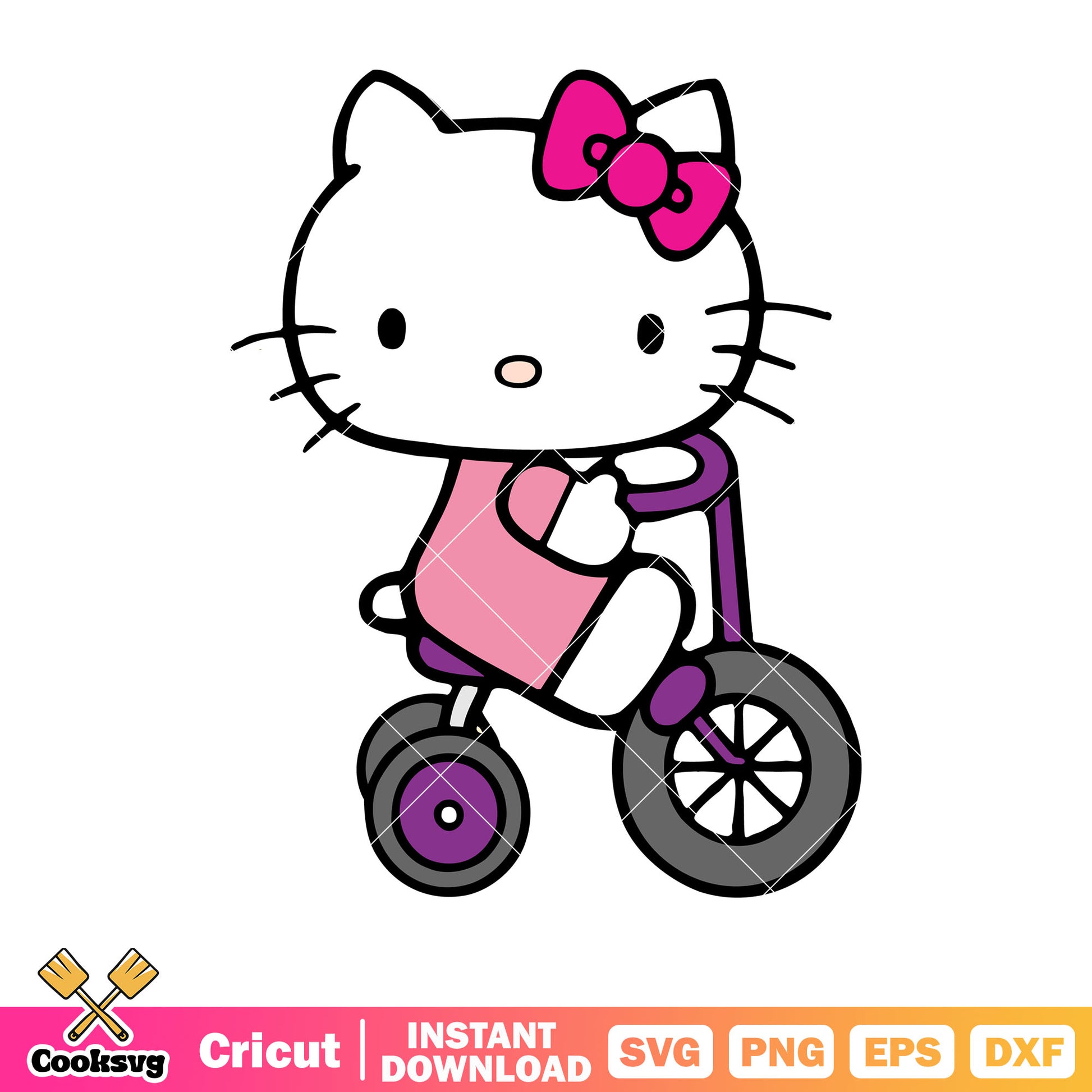 Hello kitty cat on bike svg file, hello kitty on bike svg