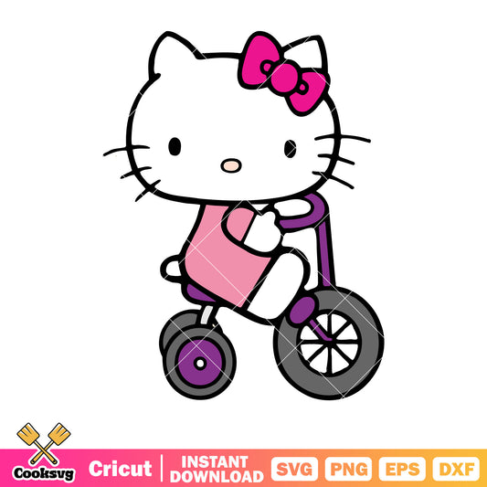 Hello kitty cat on bike svg file, hello kitty on bike svg