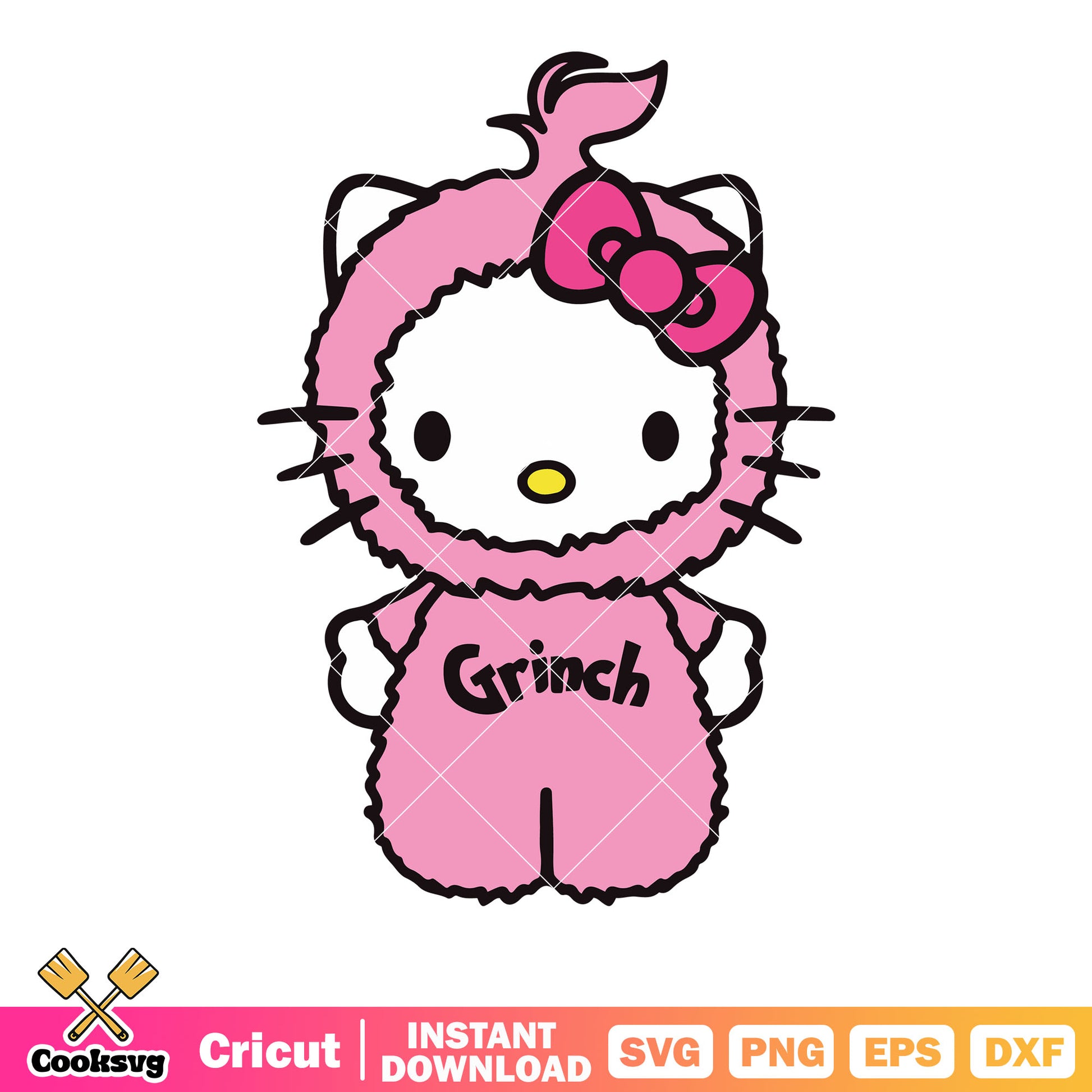 Hello kitty cat pink grinch costume svg, hello kitty grinch svg