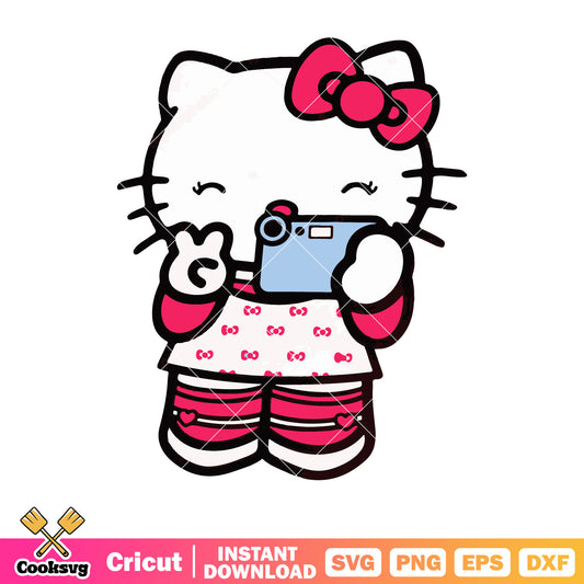 Hello kitty cat selfie svg, hello kitty cartoon svg, kitty cat svg