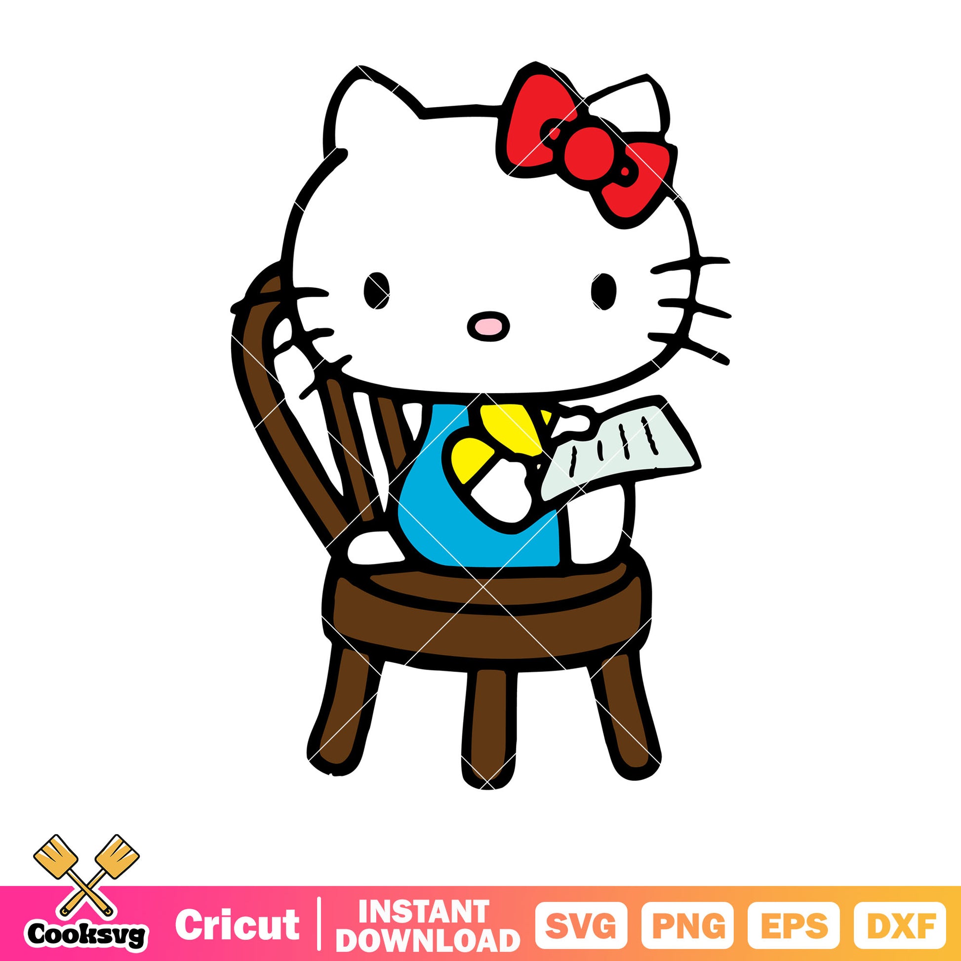 Hello kitty cat sitting on chair svg, hello kitty cat svg