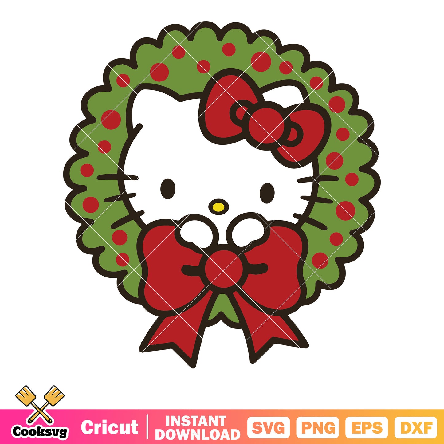 Hello kitty christmas circle tree svg, hello kitty christmas svg