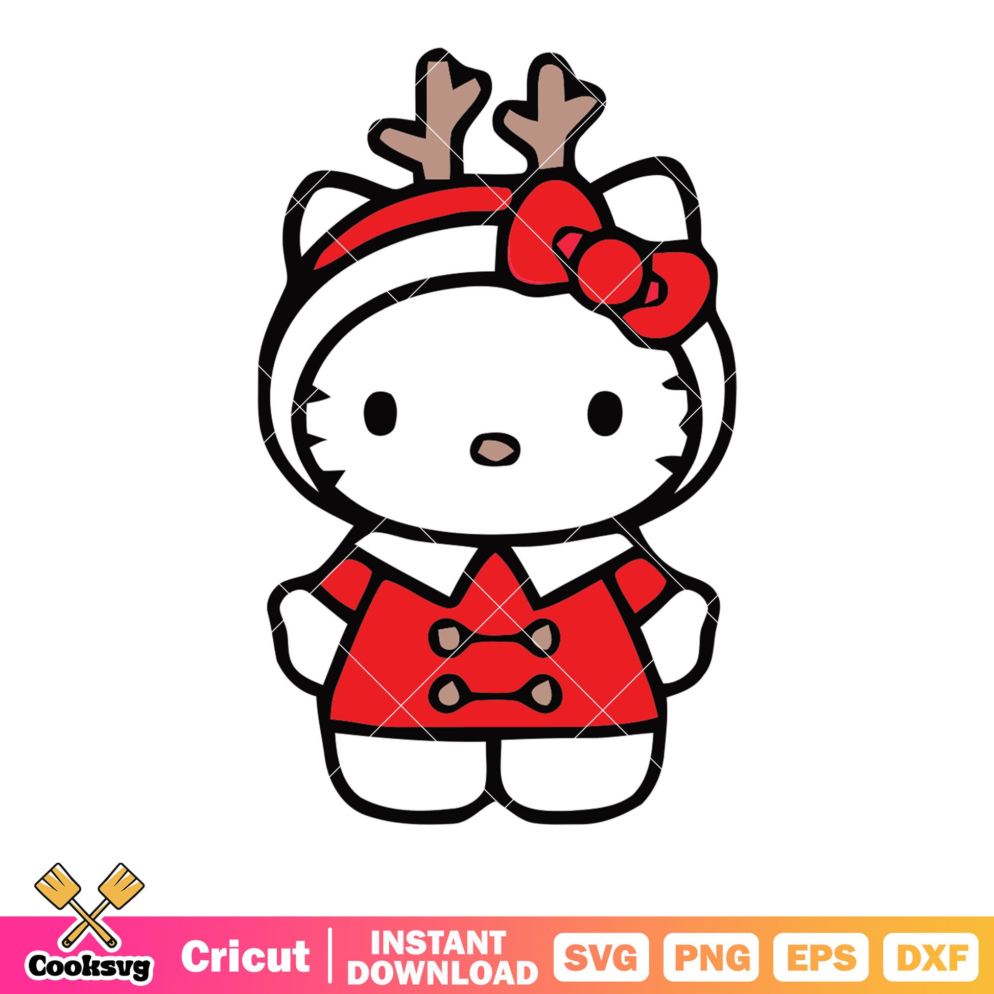 Hello kitty christmas costume design svg, hello kitty christmas svg