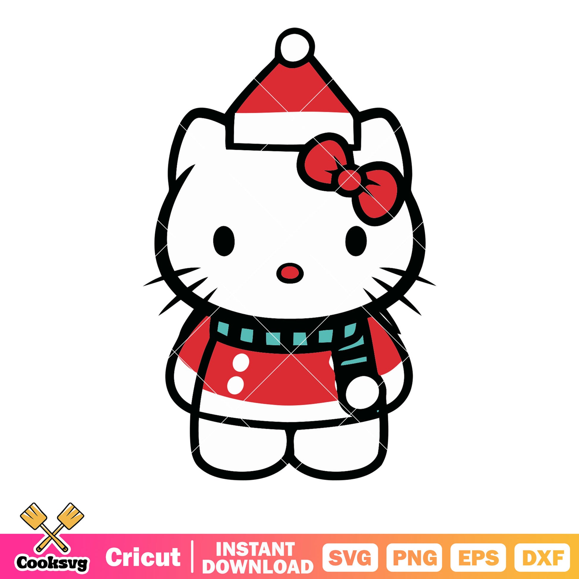 Hello kitty christmas costume svg design, hello kitty costume svg